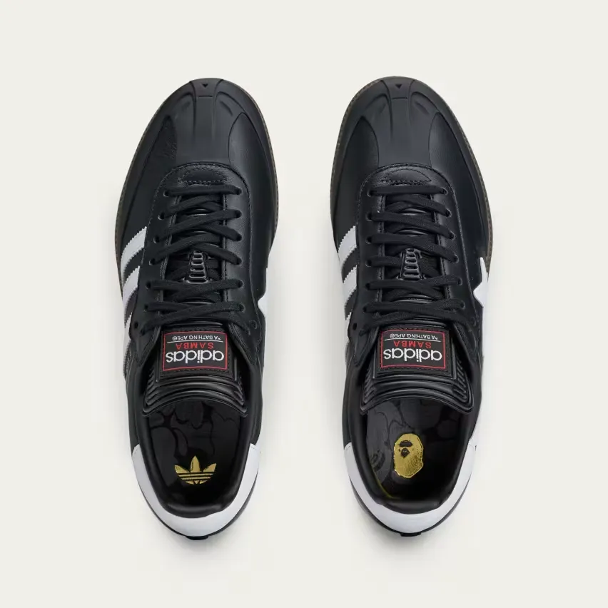 Завтра, 6 сентября, BAPE и adidas выпустят две новые модели Samba в цветах «Black» и «White»